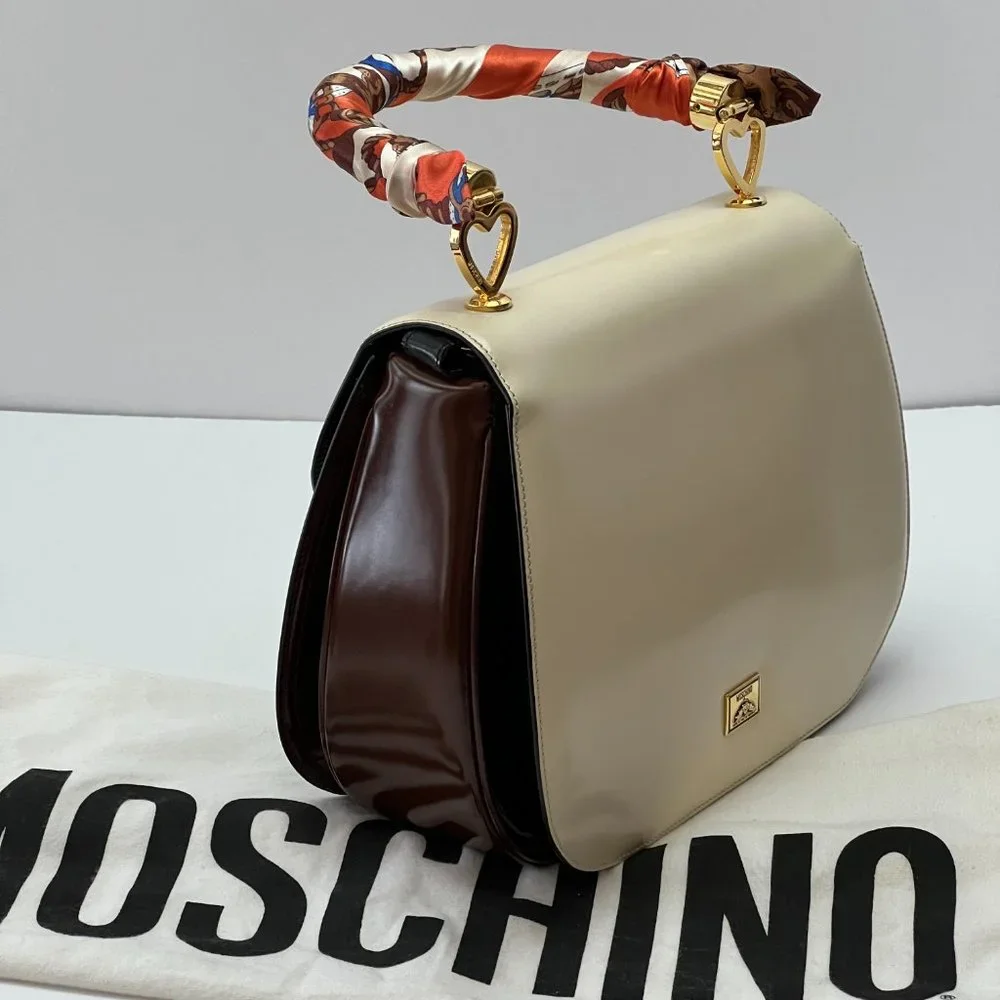 ❤️MOSCHINO❤️ Redwall Tricolor Polished Leather Bag Italy - Picture 7 of 16